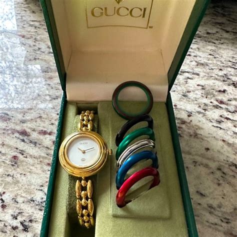 gucci vintage change bezel watch|vintage gucci watch interchangeable.